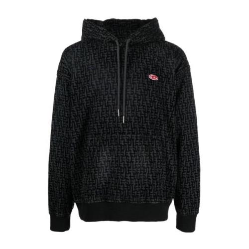 Hoodies Diesel , Black , Heren