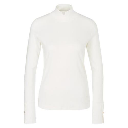 T-Shirt met gespleten col Marc Cain , White , Dames