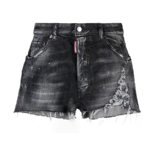 Zwarte Denim Shorts voor Moderne Vrouw Dsquared2 , Black , Dames