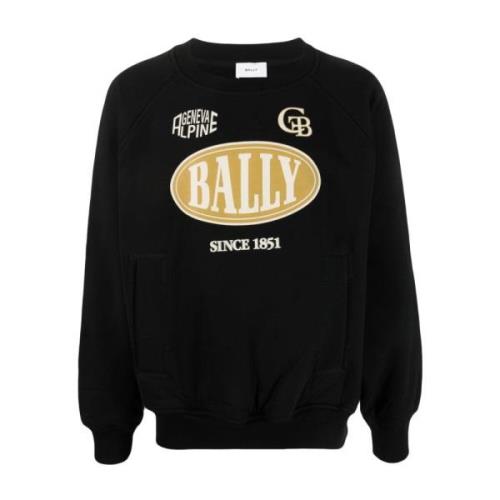Logo-Print Katoenen Sweatshirt voor Heren Bally , Black , Heren