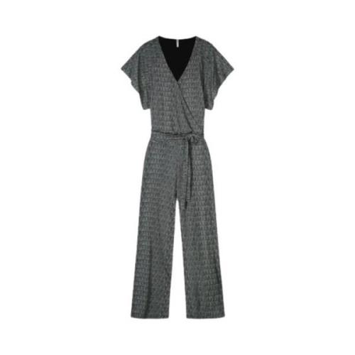 Jumpsuit met wijde pijpen en kimonomouwen Summum Woman , Black , Dames