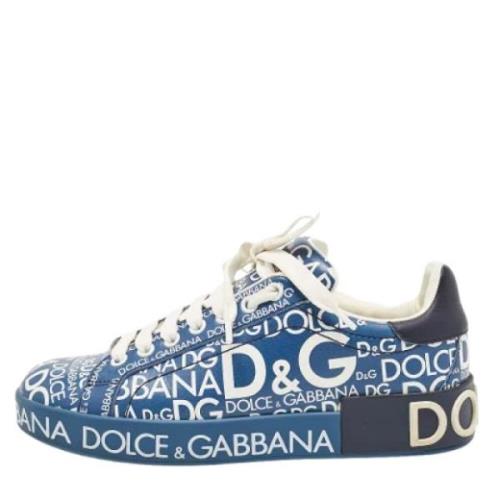 Pre-owned Leather sneakers Dolce & Gabbana Pre-owned , Blue , Dames