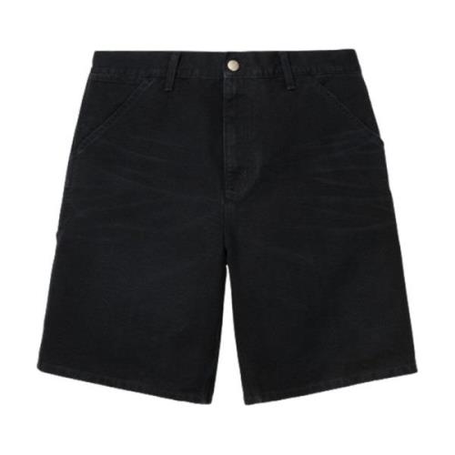 Zwarte Canvas Single Knee Shorts Carhartt Wip , Black , Heren