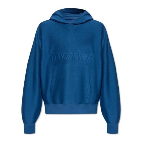 Hoodie met logo Moncler , Blue , Heren