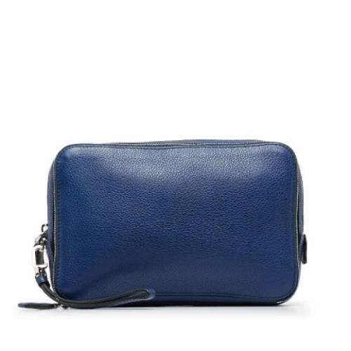 Pre-owned Leather clutches Prada Vintage , Blue , Dames