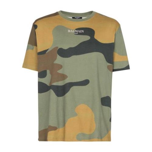Camouflage Vintage T-shirt Balmain , Multicolor , Heren