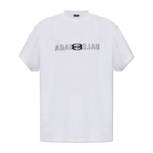 T-shirt met logo Balenciaga , Gray , Heren