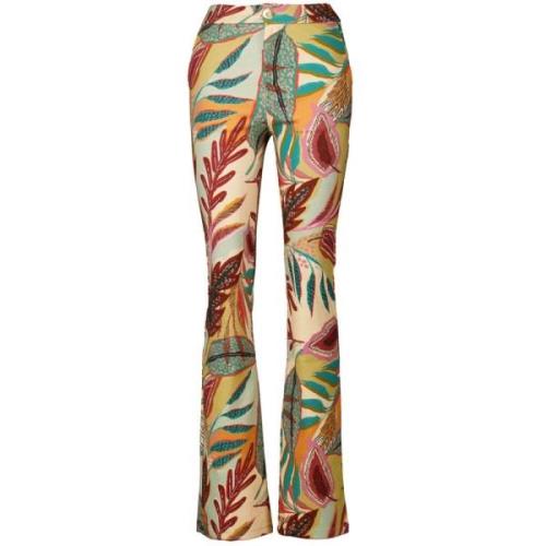 Flared broek met bladerenprint Tessa Koops , Multicolor , Dames
