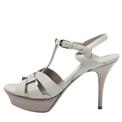 Pre-owned Leather sandals Yves Saint Laurent Vintage , Gray , Dames