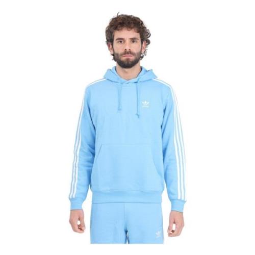 Blauwe 3 Strepen Hoodie Sweater Adidas Originals , Blue , Heren