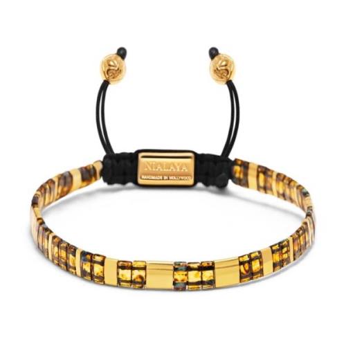 Armband met gemarmerd amber en goud Nialaya , Multicolor , Heren