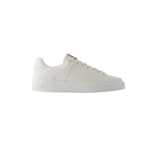 Pre-owned Leather sneakers Balmain Pre-owned , White , Heren
