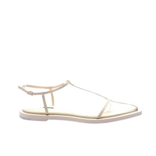 Pre-owned Leather sandals Jil Sander Pre-owned , White , Dames