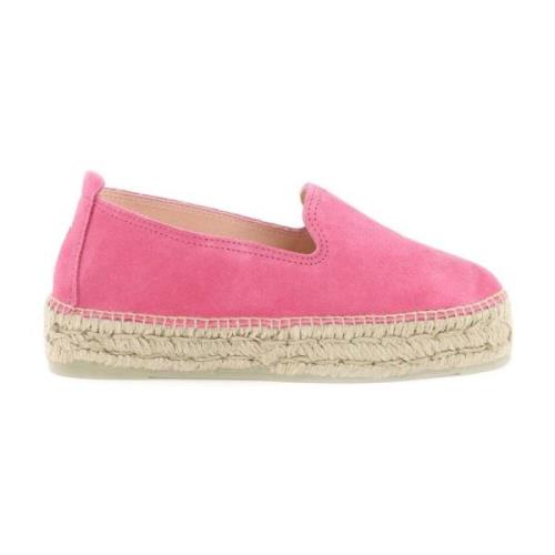 Suède Espadrilles met reliëflogo Manebí , Pink , Dames