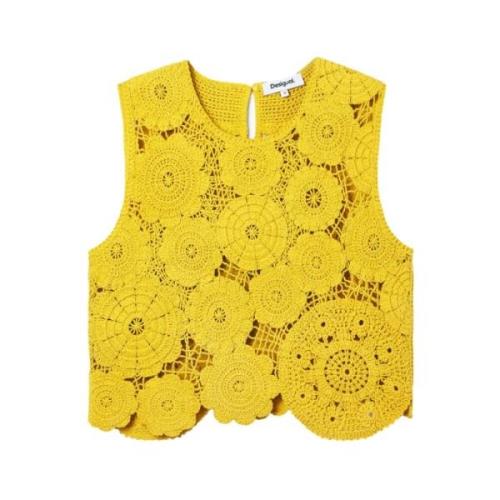 Sleeveless Knitwear Desigual , Yellow , Dames