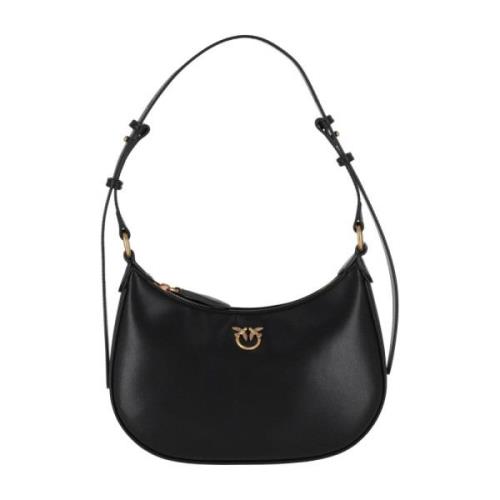 Zwarte Leren Rits Tas Pinko , Black , Dames