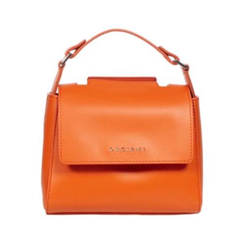 Soft Mini Leren Handtas met Schouderband Orciani , Orange , Dames