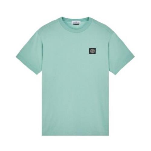 Korte Mouw Groen Logo T-Shirt Stone Island , Blue , Heren