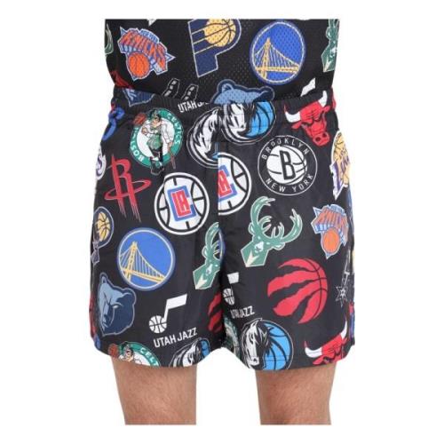 NBA All Over Print Zwarte Shorts New Era , Multicolor , Heren