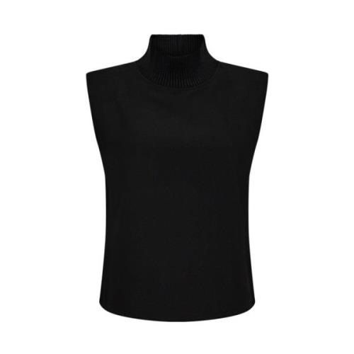 Geribbelde Coltrui Vest Co'Couture , Black , Dames