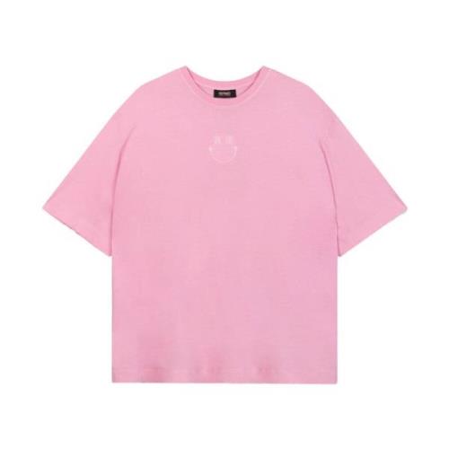 Smiley Gebreid T-shirt Refined Department , Pink , Dames