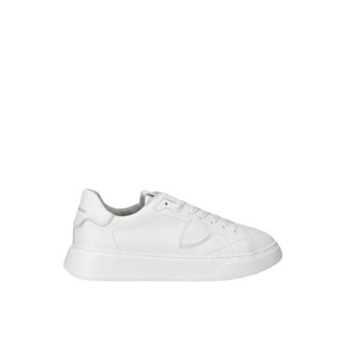 Wit Kalfsleren Lage Sneaker Philippe Model , White , Heren