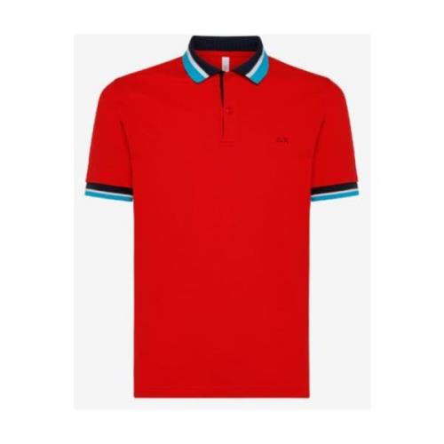 Gestreept Katoenen Poloshirt Sun68 , Red , Heren