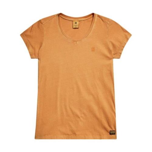Slimme V-hals Overdyed T-shirt G-star , Orange , Dames