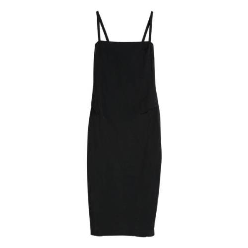 Minimalistische Midi Jurk met Rechte Halslijn Max Mara , Black , Dames