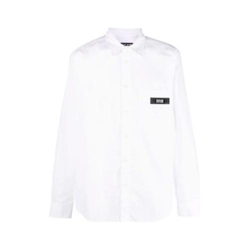 Wit Basic Logo Overhemd Versace Jeans Couture , White , Heren