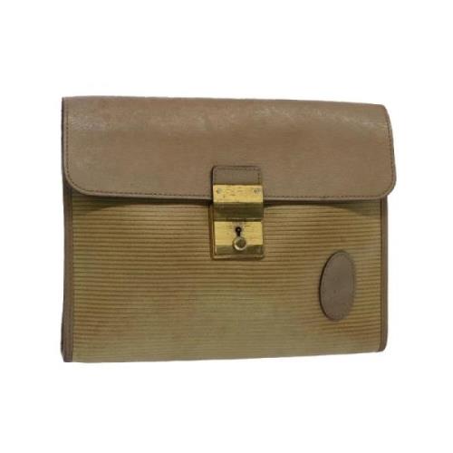 Pre-owned Leather clutches Yves Saint Laurent Vintage , Beige , Dames