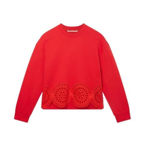 Broderie Anglaise Detail Sweatshirt Ss23 Stella McCartney , Red , Dame...