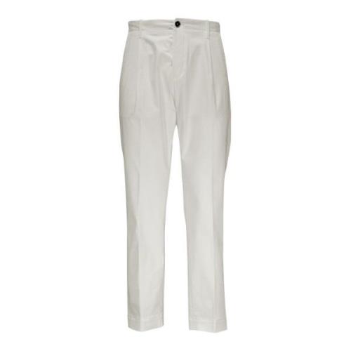 Witte Stretch Gabardine Plooi Broek Nine In The Morning , White , Here...