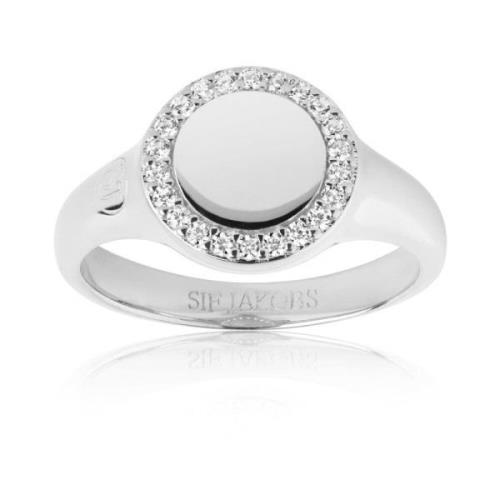 Elegante Zirkonia Zilveren Ring Sif Jakobs Jewellery , Gray , Dames