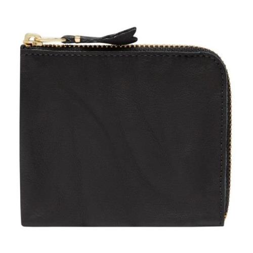 Zwarte leren portemonnee met gouden rits Comme des Garçons , Black , U...