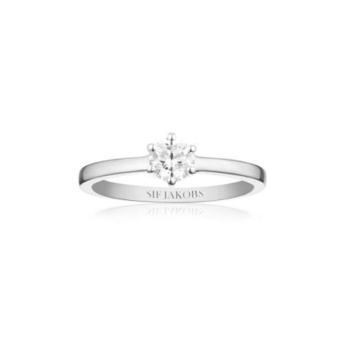 Zilveren Ring met Witte Zirkonia Sif Jakobs Jewellery , Gray , Dames