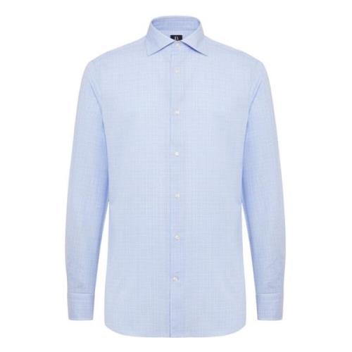 Twill Windsor Kraag Overhemd Regular Fit Boggi Milano , Blue , Heren