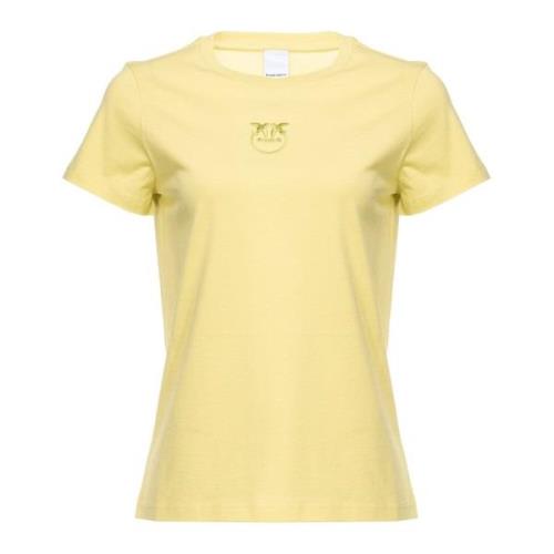 T-shirt met geborduurd Love Birds logo Pinko , Yellow , Dames
