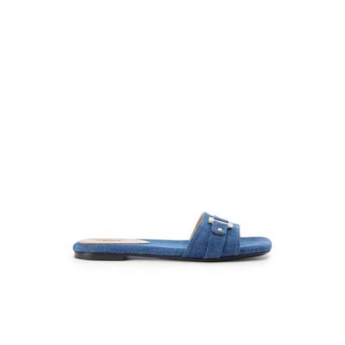 Logo Denim Sliders Iceberg , Blue , Dames