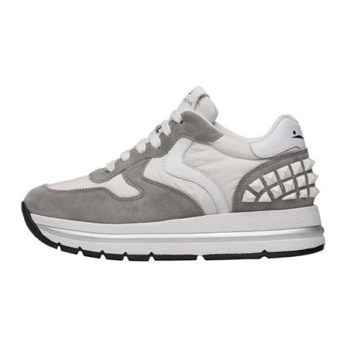 Suede and technical fabric sneakers Maran S Voile Blanche , Gray , Dam...