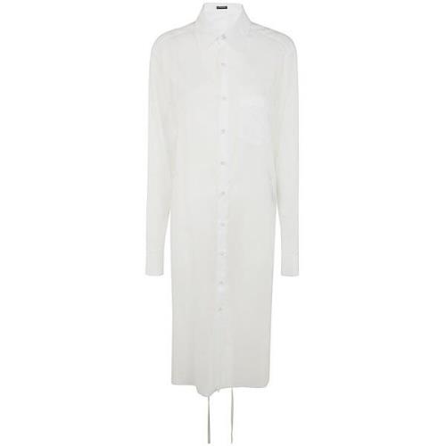 Witte Lange Gedrapeerde Shirt Ann Demeulemeester , White , Dames