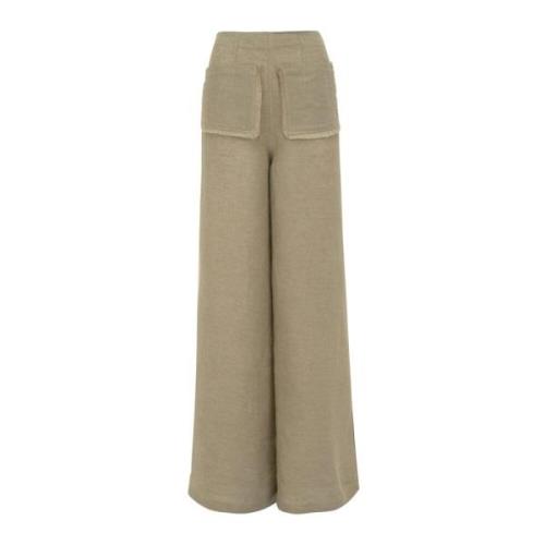 Rechte Linnen Broek met Rafelrand MVP wardrobe , Beige , Dames