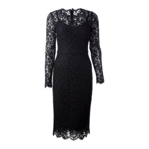 Vrouwen Elegante Kant Maxi Jurk Dolce & Gabbana , Black , Dames