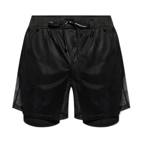 Geperforeerde shorts Balmain , Black , Heren