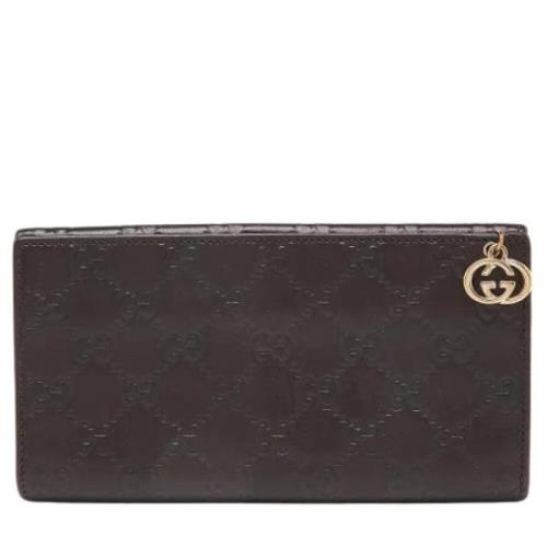 Pre-owned Leather wallets Gucci Vintage , Brown , Dames