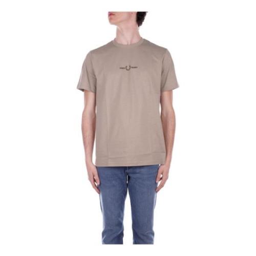 Logo Front T-shirts en Polos Fred Perry , Beige , Heren
