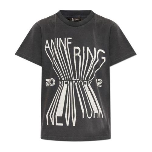 T-shirt met logo Anine Bing , Gray , Dames