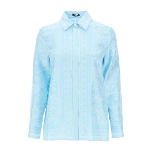 Casual Button-Up Overhemd Versace , Blue , Dames