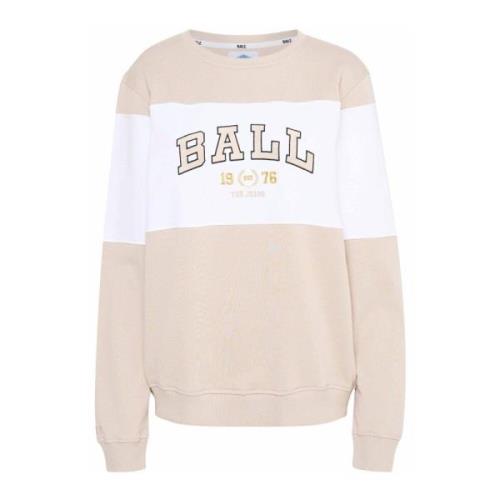 Comfortabele Sweatshirt met Geborduurd Logo Ball , Beige , Dames