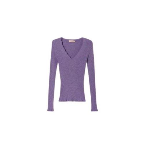 V-neck Knitwear Twinset , Purple , Dames